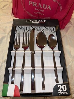 BRANDANI Italy 20 Pc Stainless Steel Flatware Set STEP Service for 4 NEW